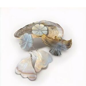 Lot of Vintage Carved Shell Jewelry